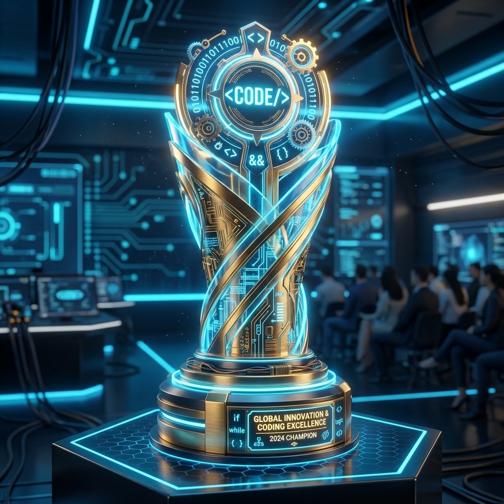 3D Neon Coding Trophy